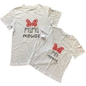 Mommy & Me Matching Cotton Tees, White w/ bow, Woman’s Small & Kids